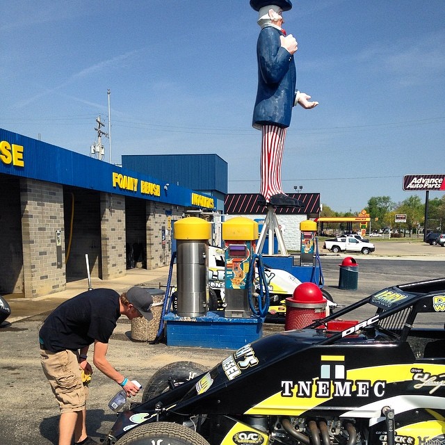 At the car wash with the Leary's while they get their rides shined up for tonight at…