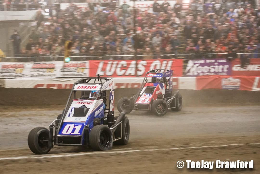 A great race between and was cut shot when Larson’s Motor expired.