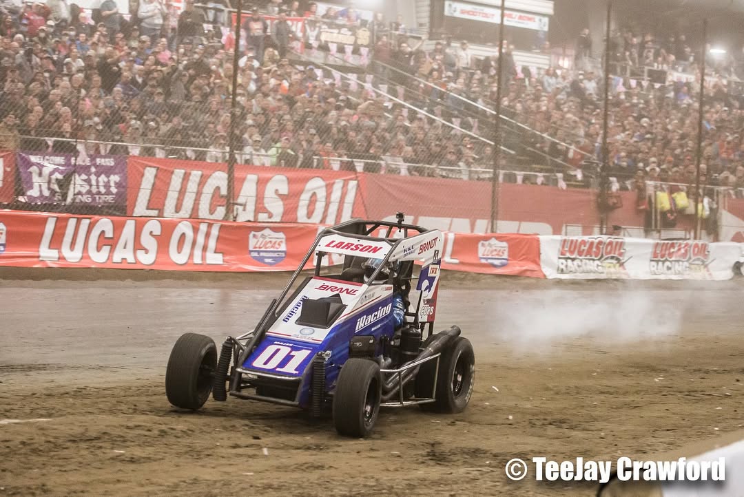 A great race between and was cut shot when Larson’s Motor expired.