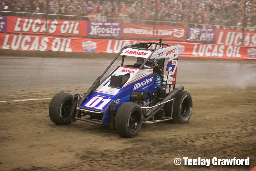 A great race between and was cut shot when Larson’s Motor expired.