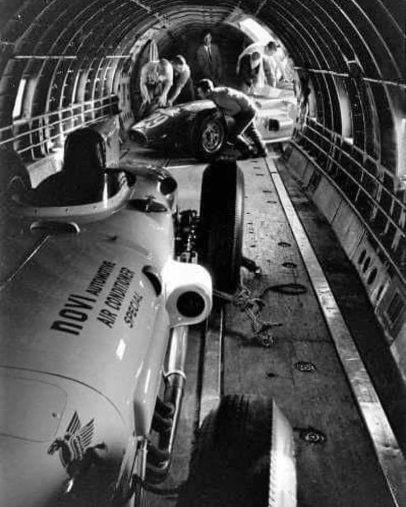 Great photo of Tony Bettenhausen’s NOVI being loaded into a plane in 1957.